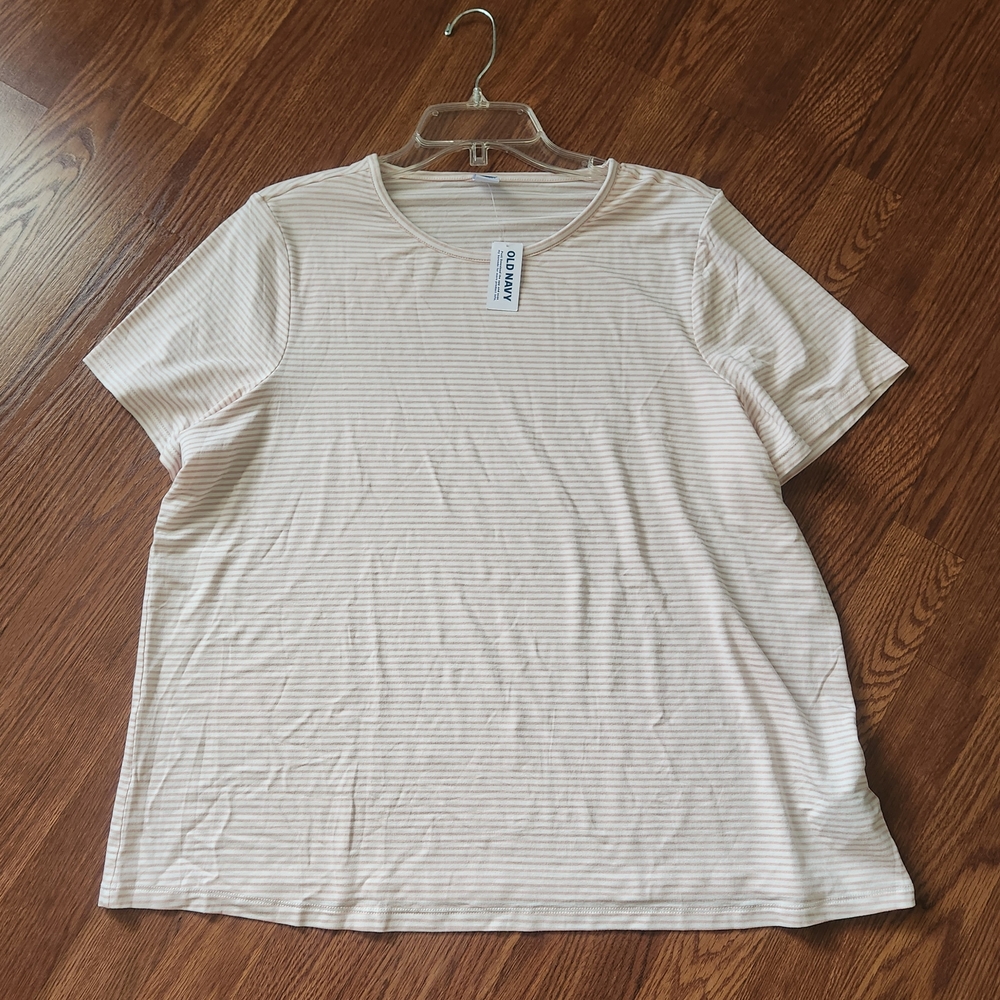 Old Navy Mauve And Beige Striped Short Sleeve Luxe Tee